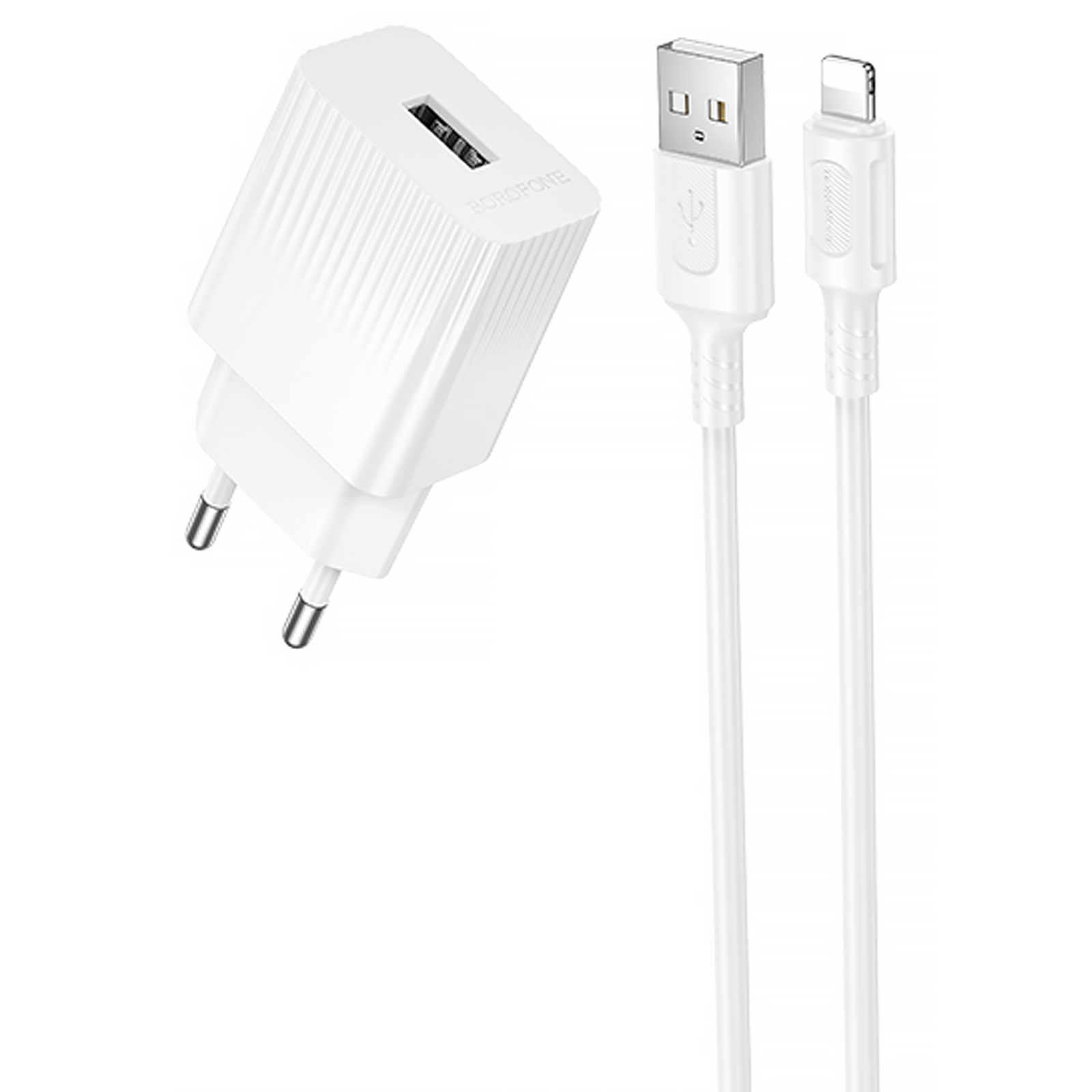 СЗУ Borofone BAS71A Source 10.5W (1USB-A) + кабель USB to Lightning (White)