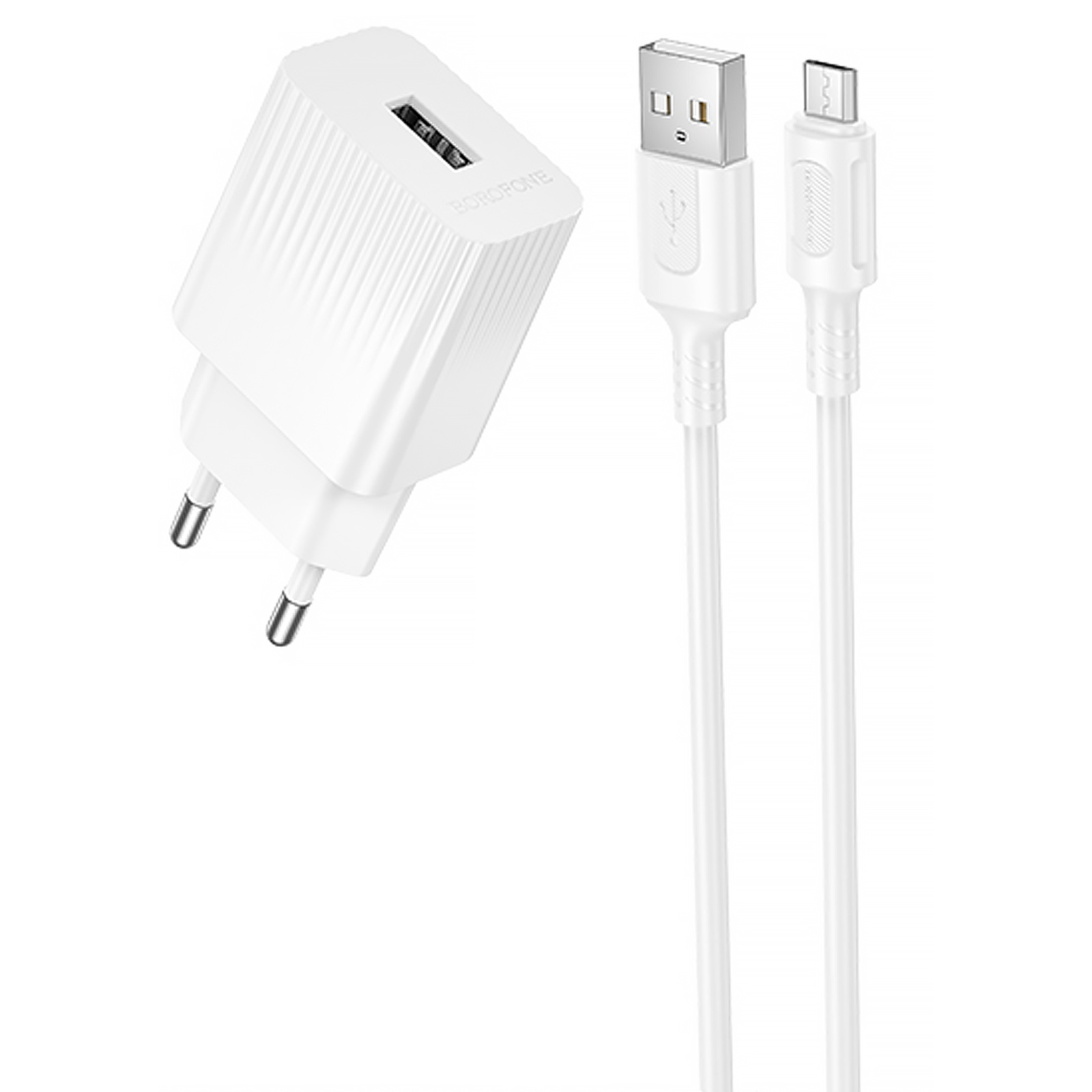 СЗУ Borofone BAS71A Source 10.5W (1USB-A) + кабель USB to MicroUSB (White)