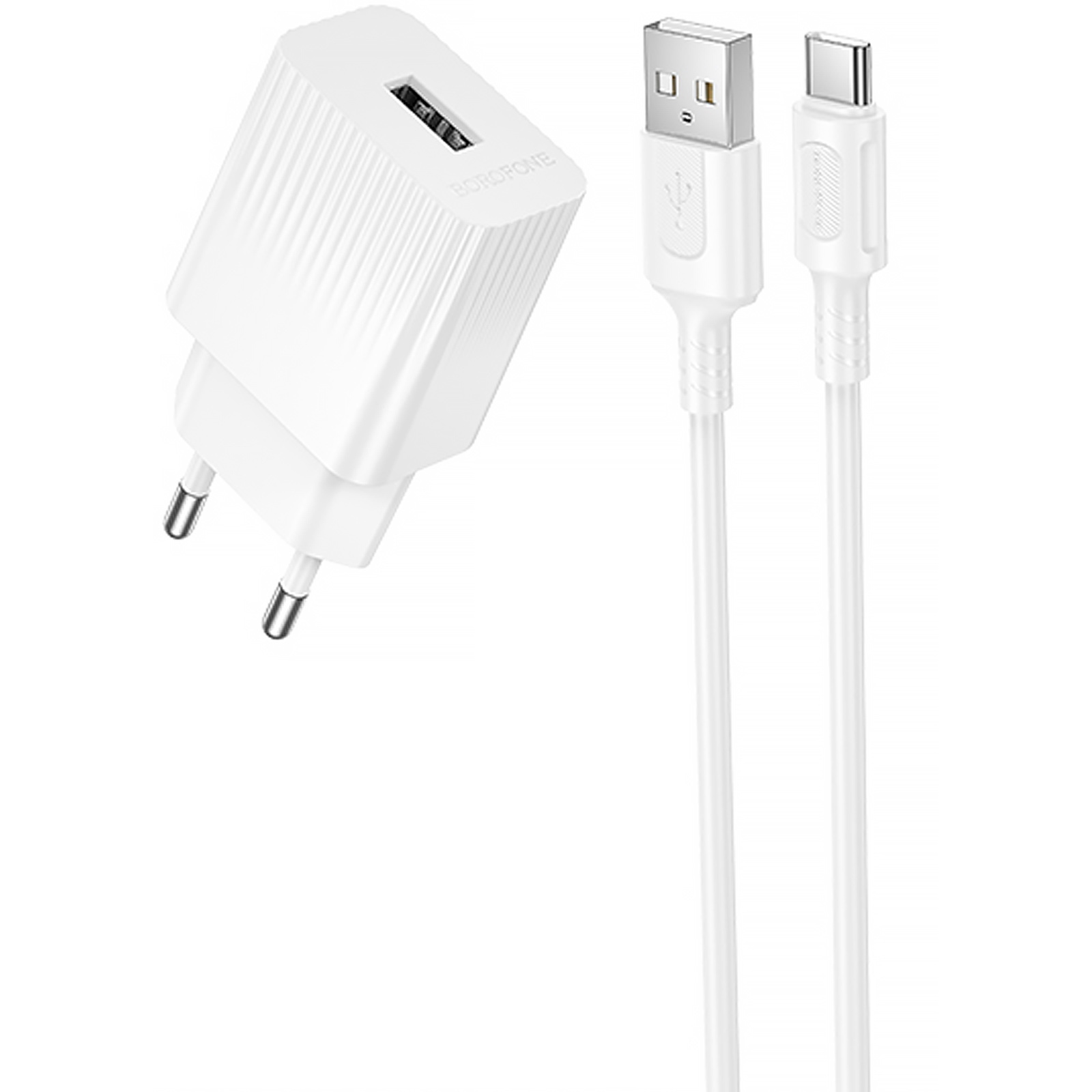 СЗУ Borofone BAS71A Source 10.5W (1USB-A) + кабель USB to Type-C (White)