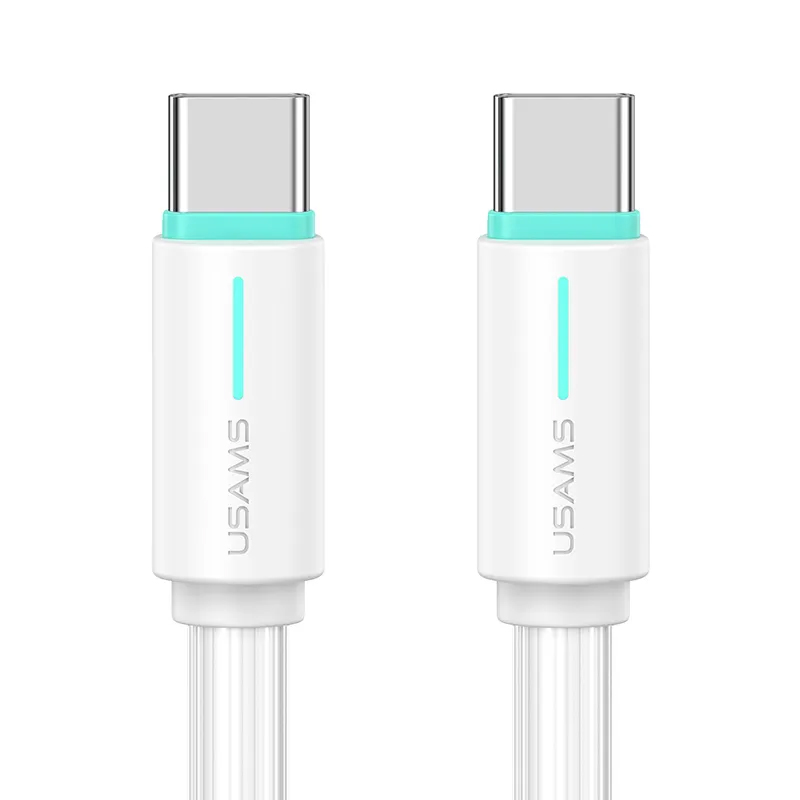 Дата кабель Usams US-SJ734 Bicolor Charging YR Ser. Type-C to Type-C 60W (1m) (White)