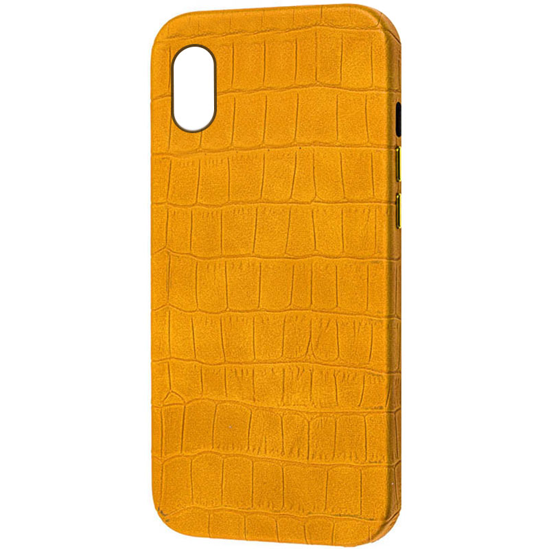 Кожаный чехол Croco Leather для Apple iPhone XR (6.1") (Yellow)