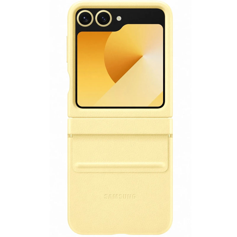 Кожаный чехол Leather Case (AAA) для Samsung Galaxy Z Flip6 (Yellow)