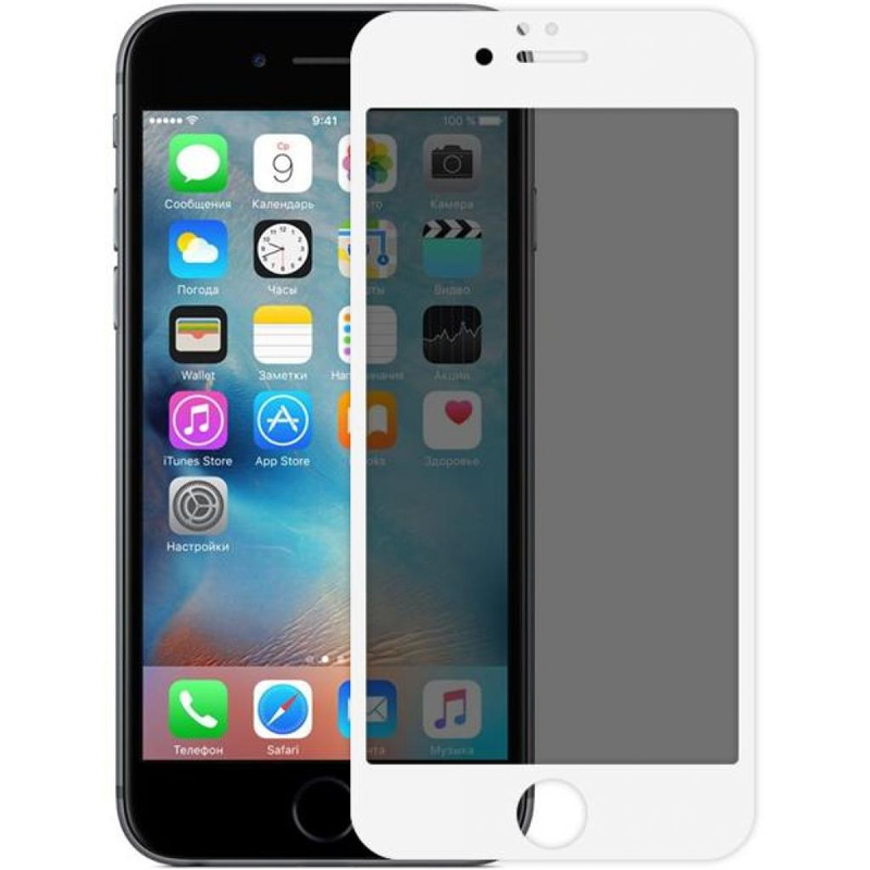 Защитное стекло Privacy 5D (full glue) (тех.пак) для Apple iPhone 7 plus / 8 plus (5.5") (Белый)