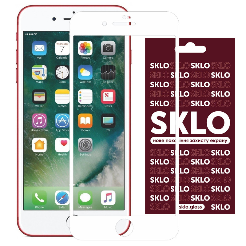 Захисне скло SKLO 3D (full glue) для Apple iPhone 7 plus (5.5'') (Білий)