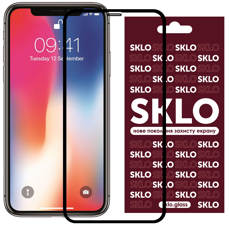 Защитное стекло SKLO 3D (full glue) для Apple iPhone 11 Pro / X / XS (5.8") (Черный)