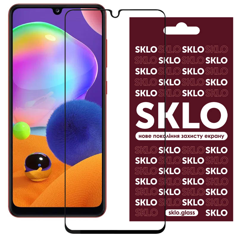 Защитное стекло SKLO 3D (full glue) для Samsung Galaxy A31 (Черный)