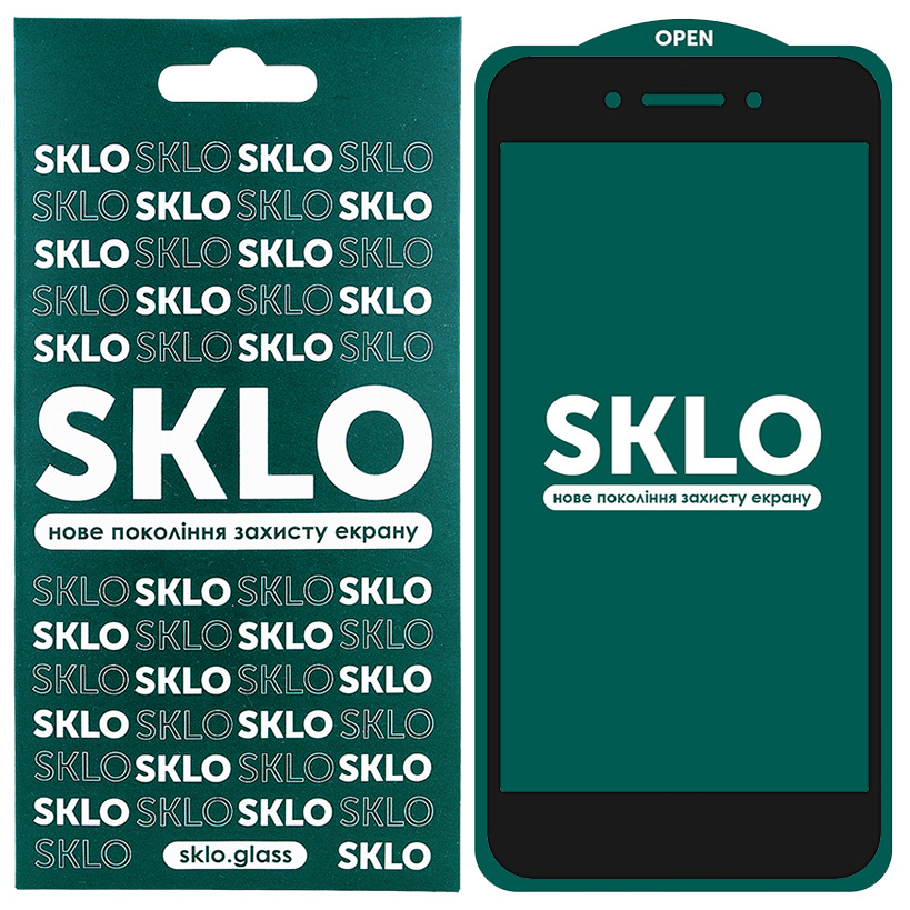 Защитное стекло SKLO 5D (full glue) для Oppo A71 (Черный)