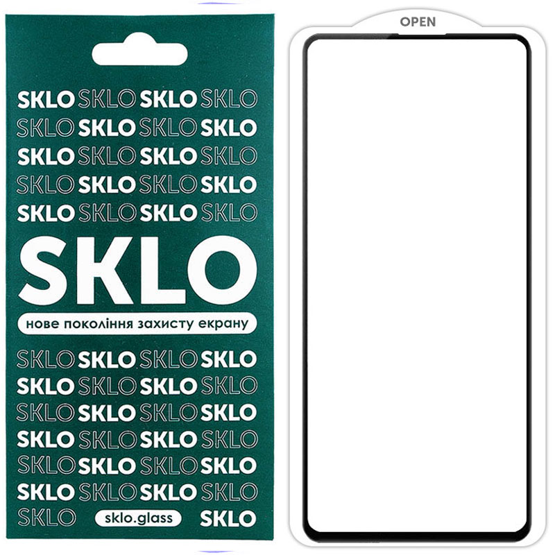 Защитное стекло SKLO 5D для Xiaomi Redmi 9 / Poco M3 / Redmi 9T (Черный / Белая подложка)