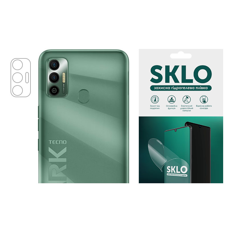 Защитная гидрогелевая пленка SKLO (на камеру) 4шт. для TECNO POP 4 (Прозрачный)