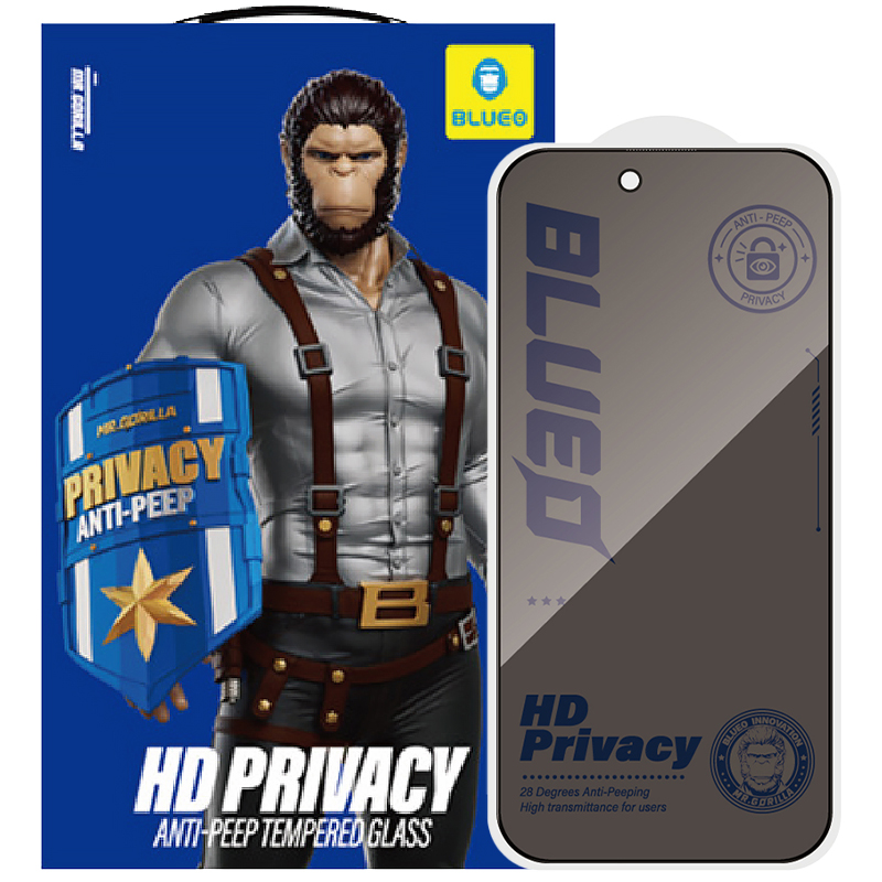 Защитное 2.5D стекло Blueo Full Cover Anti-Peep для Apple iPhone 17 Air (6.5") (Черный)