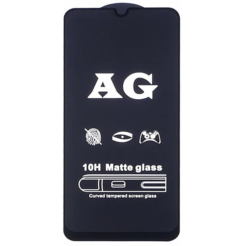 Защитное стекло 2.5D CP+ (full glue) Matte для Samsung A20/A30/A30s/A50/A50s/M30/M30s/M31/M21/M21s (Черный)