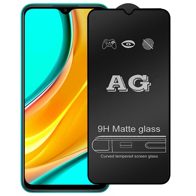 Защитное стекло 2.5D CP+ (full glue) Matte для Xiaomi Redmi 9 / Poco M3 / Note 9 4G / Redmi 9T (Черный)
