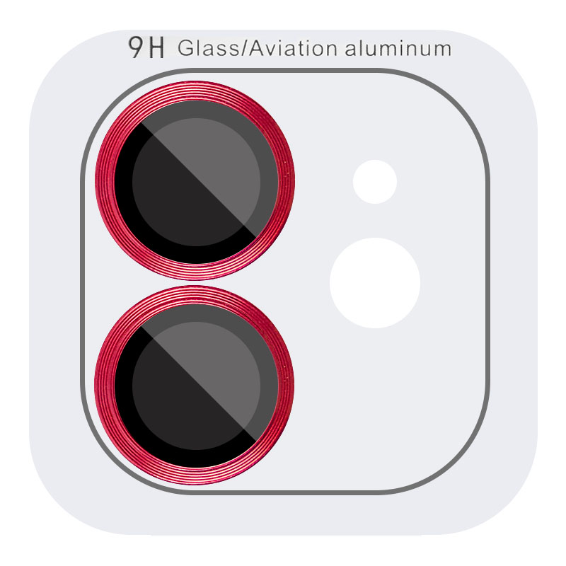 Защитное стекло Metal Classic на камеру (в упак.) для Apple iPhone 12 / 12 mini / 11 (Красный / Red)