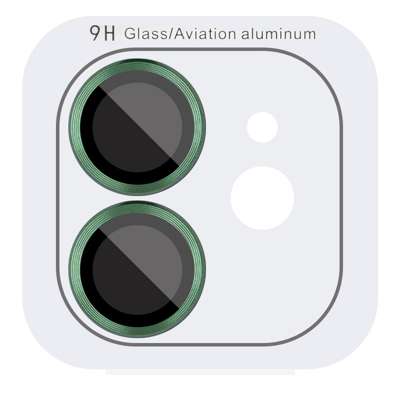 Защитное стекло Metal Classic на камеру (в упак.) для Apple iPhone 12 / 12 mini / 11 (Салатовый / Green)