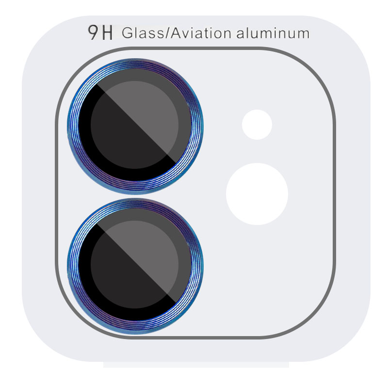 Защитное стекло Metal Classic на камеру (в упак.) для Apple iPhone 12 / 12 mini / 11 (Синий / Blue)