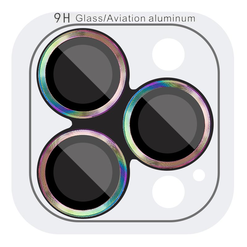 Захисне скло Metal Classic на камеру (в упак.) для Apple iPhone 12 Pro (Бузковий / Rainbow)