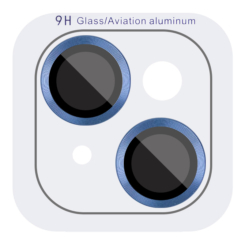 Защитное стекло Metal Classic на камеру (в упак.) для Apple iPhone 13 mini / 13 (Синий / Blue)