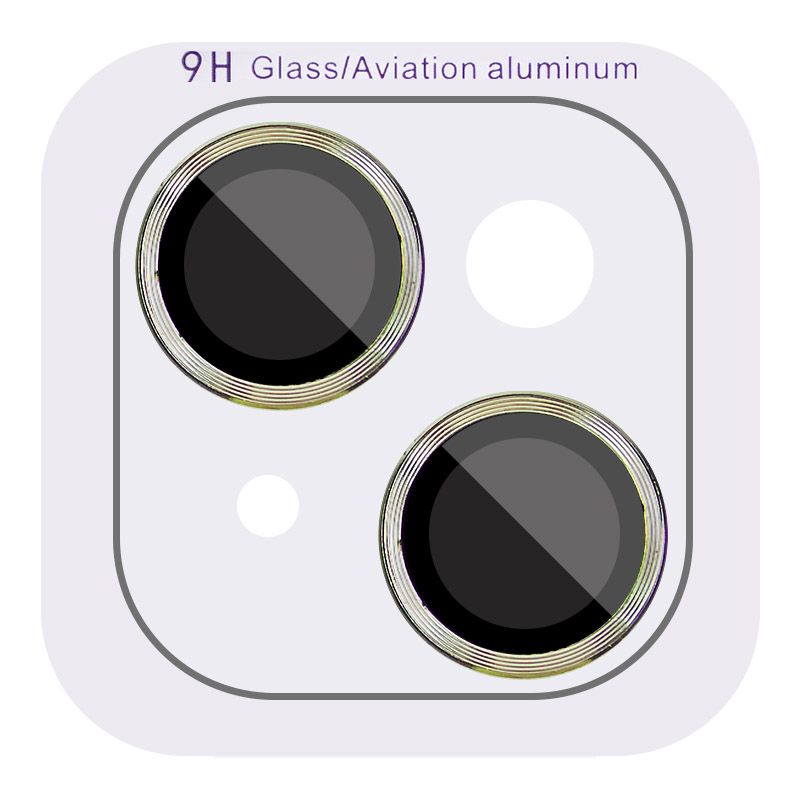 Защитное стекло Metal Classic на камеру (в упак.) для Apple iPhone 15 (6.1") / 15 Plus (6.7") (Салатовый / Light Green)