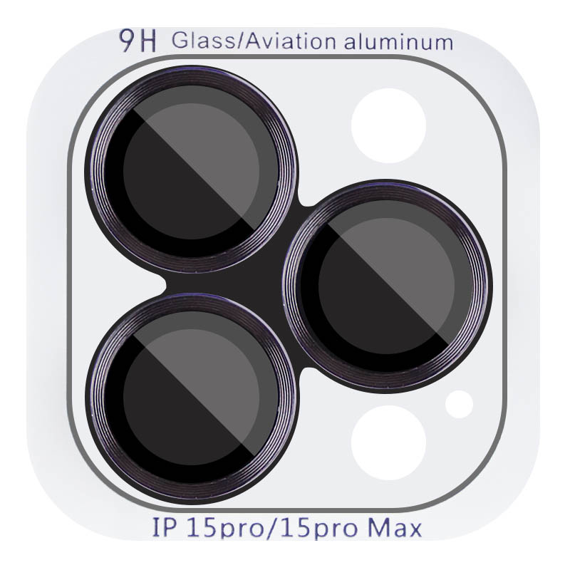 Защитное стекло Metal Classic на камеру (в упак.) для Apple iPhone 15 Pro (6.1") / 15 Pro Max (6.7") (Черный / Black)