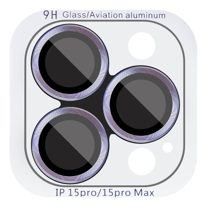 Защитное стекло Metal Classic на камеру (в упак.) для Apple iPhone 15 Pro (6.1") / 15 Pro Max (6.7") (Голубой / Light Blue)