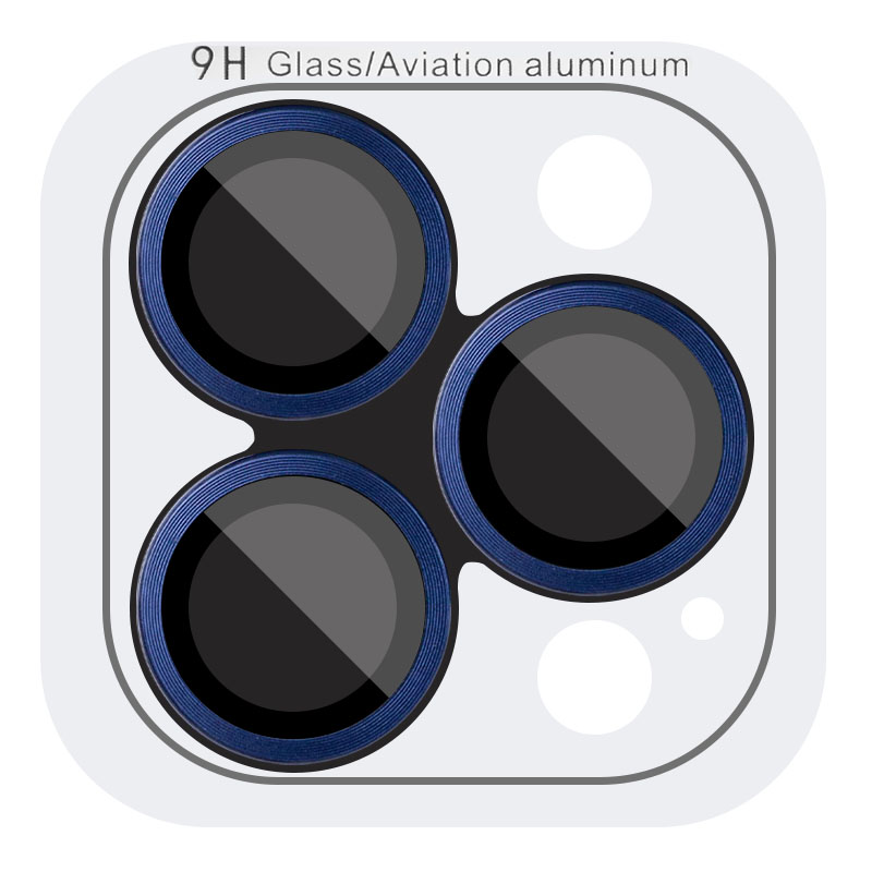 Защитное стекло Metal Classic на камеру (в упак.) для Apple iPhone 15 Pro (6.1") / 15 Pro Max (6.7") (Синий / Dark Blue)