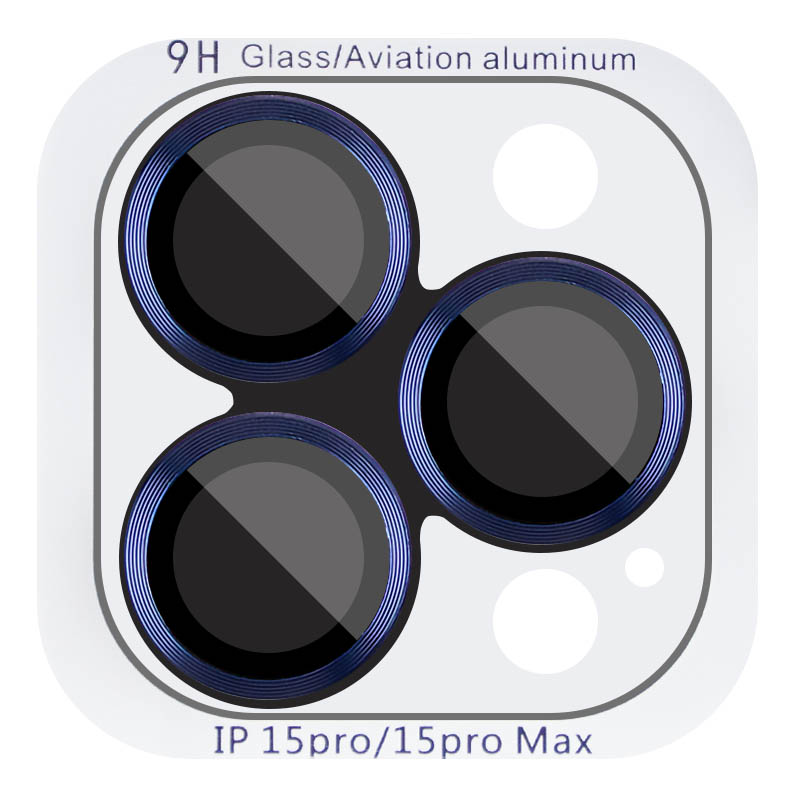 Защитное стекло Metal Classic на камеру (в упак.) для Apple iPhone 15 Pro (6.1") / 15 Pro Max (6.7") (Синий / Sea Blue)