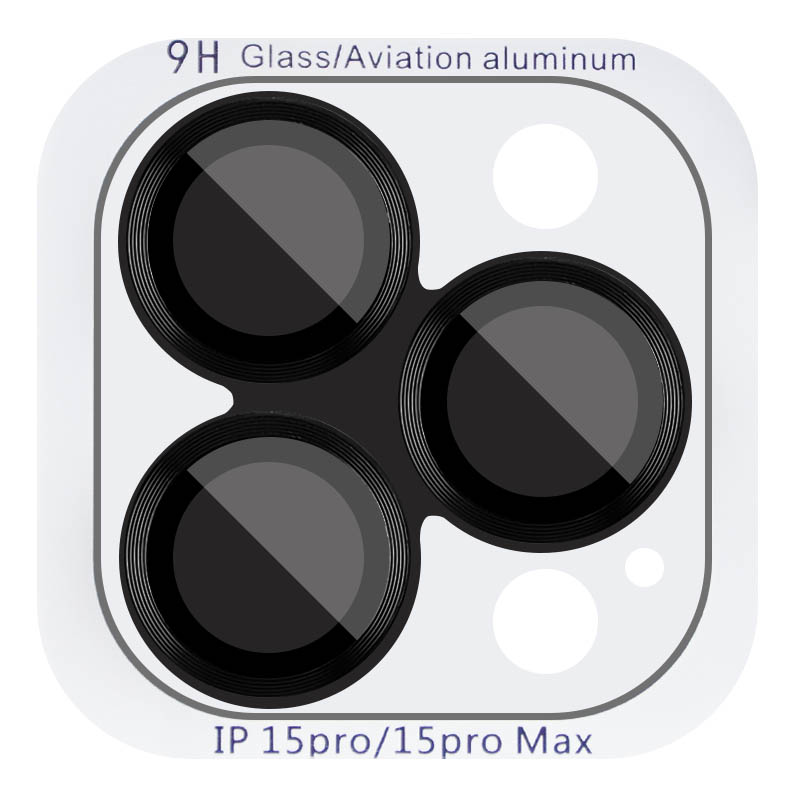 Защитное стекло Metal Classic на камеру (в упак.) для Apple iPhone 15 Pro (6.1") / 15 Pro Max (6.7") (Черный / Midnight)