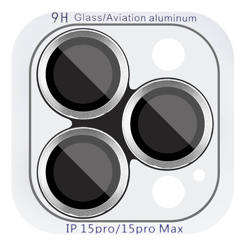 Защитное стекло Metal Classic на камеру (в упак.) для Apple iPhone 15 Pro (6.1") / 15 Pro Max (6.7") (Серебряный / Silver)