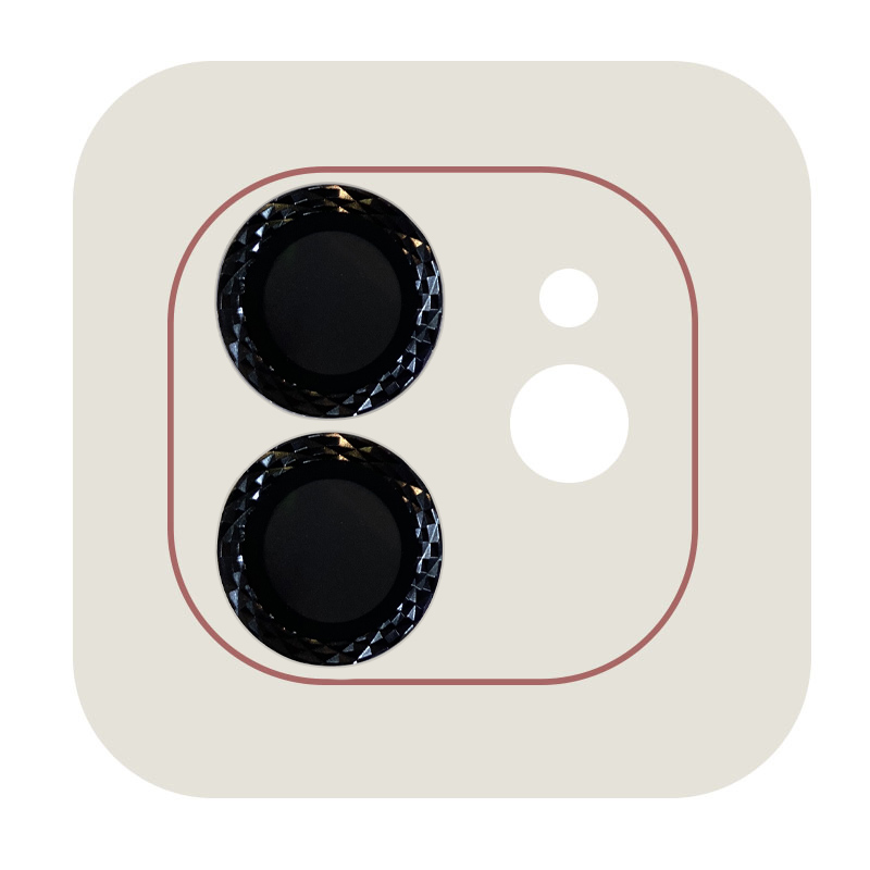 Защитное стекло Metal Shine на камеру (в упак.) для Apple iPhone 12 / 12 mini / 11 (Черный / Black)