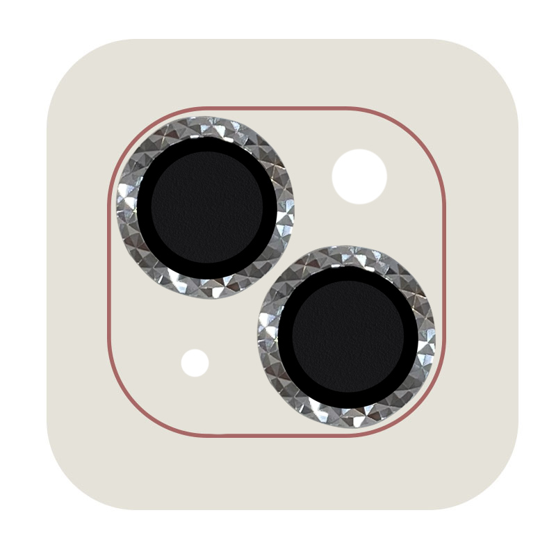 Защитное стекло Metal Shine на камеру (в упак.) для Apple iPhone 14 (6.1") / 14 Plus (6.7") (Серебряный / Silver)