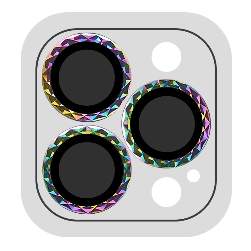 Захисне скло Metal Shine на камеру (в упак.) для Apple iPhone 15 Pro (6.1") (Бузковий / Rainbow)