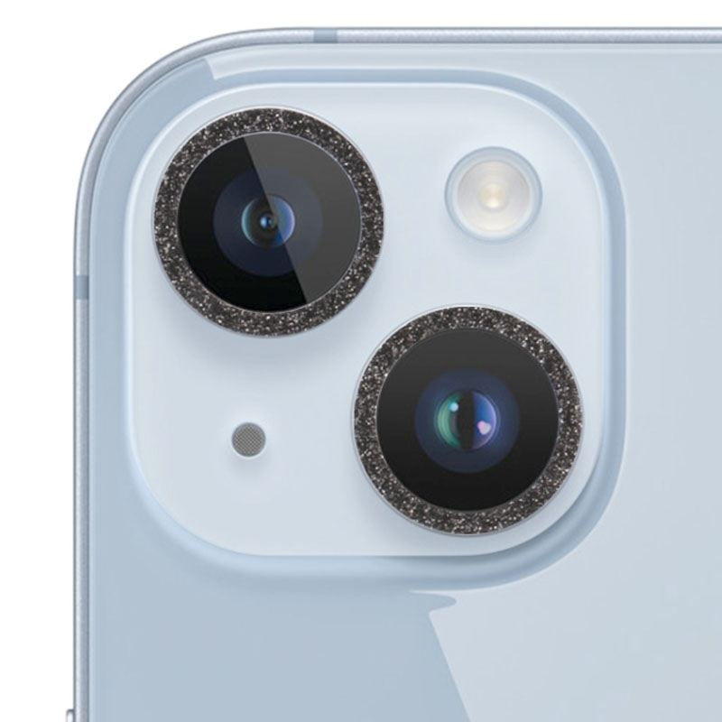 Защитное стекло Metal Sparkles на камеру (в упак.) для Apple iPhone 15 (6.1") / 15 Plus (6.7") (Черный / Midnight)