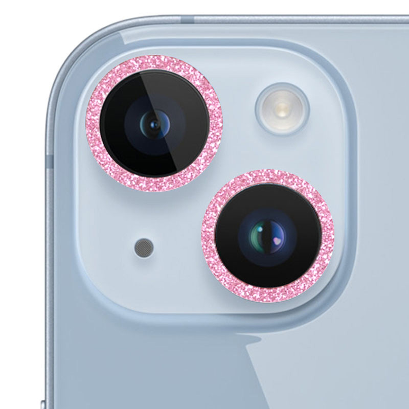 Захисне скло Metal Sparkles на камеру (в упак.) для Apple iPhone 15 (6.1") (Рожевий / Pink)