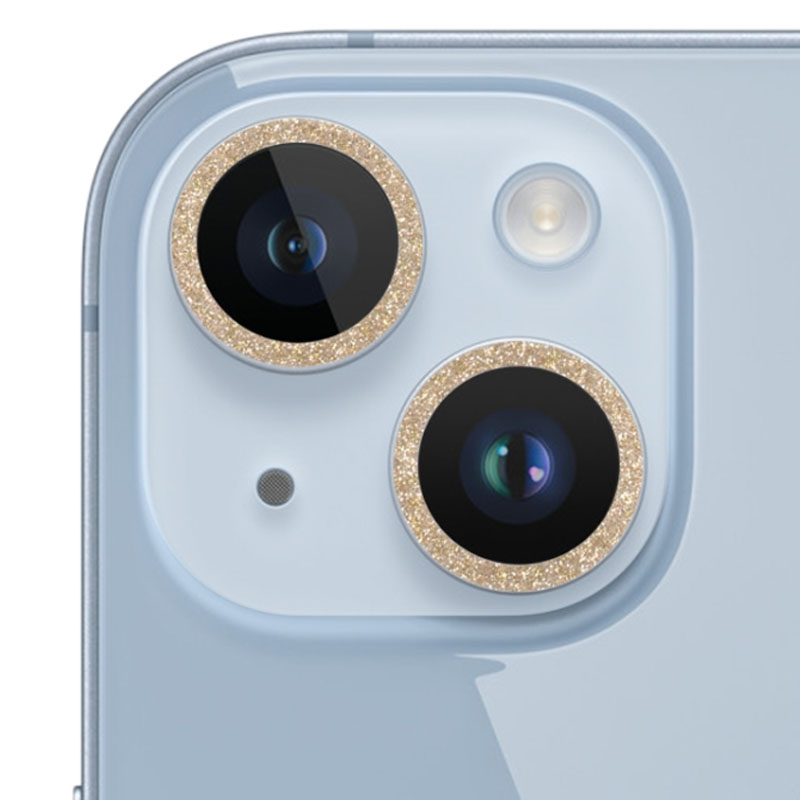 Защитное стекло Metal Sparkles на камеру (в упак.) для Apple iPhone 15 (6.1") / 15 Plus (6.7") (Золотой / Gold)