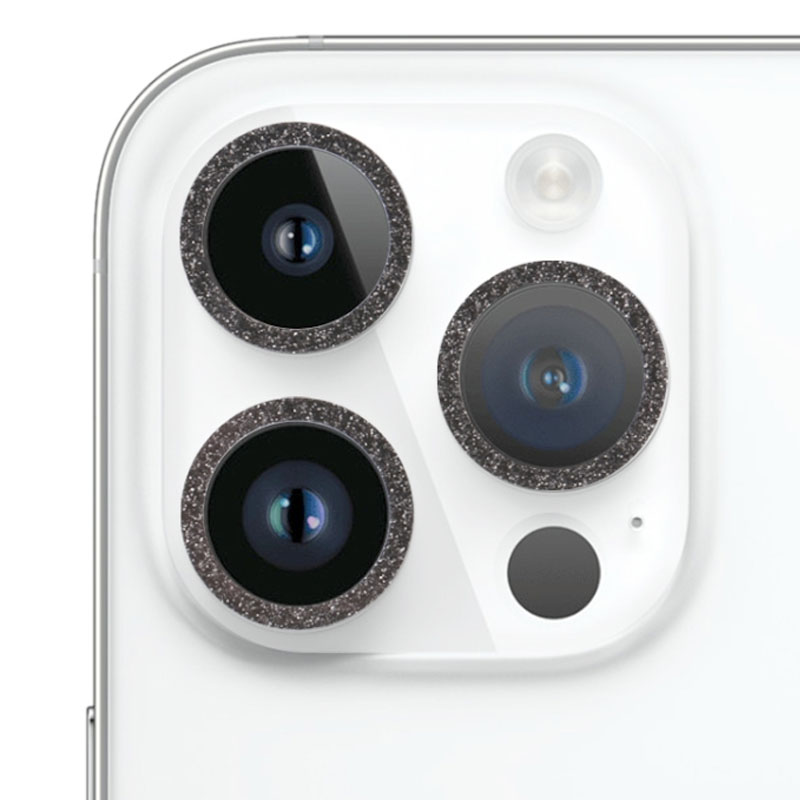 Защитное стекло Metal Sparkles на камеру (в упак.) для Apple iPhone 15 Pro (6.1") /15 Pro Max (6.7") (Черный / Midnight)
