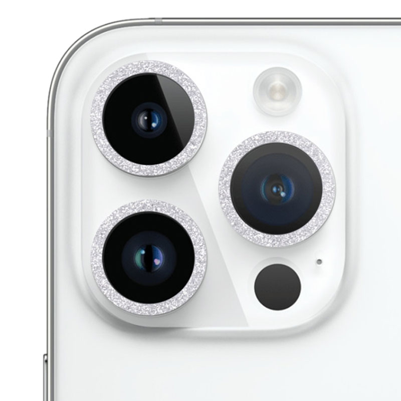 Захисне скло Metal Sparkles на камеру (в упак.) для Apple iPhone 15 Pro (6.1") (Срібний / Silver)