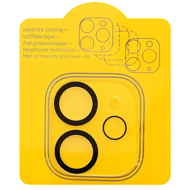 Защитное стекло на камеру Full Block (тех.пак) для Apple iPhone 11 (6.1") (Прозрачный с черной окантовкой)