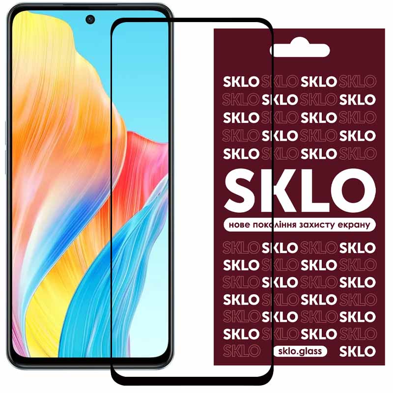 Захисне скло SKLO 3D (full glue) для Oppo A60 4G (Чорний)