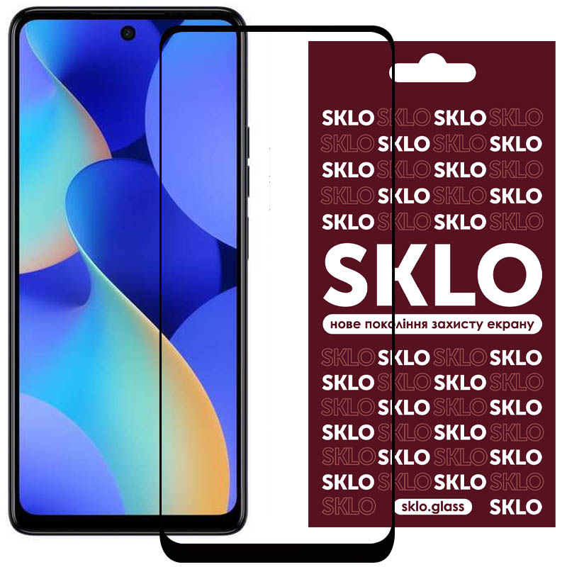 Захисне скло SKLO 3D (full glue) для TECNO Spark Go 1 (Чорний)