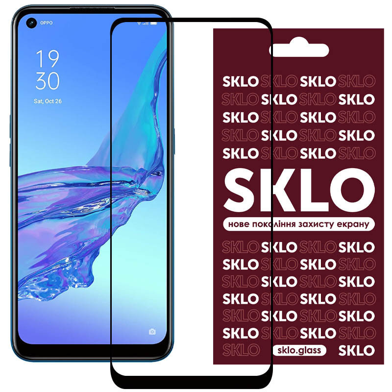 Защитное стекло SKLO 3D (full glue) для Oppo A76 4G / A96 4G (Черный)