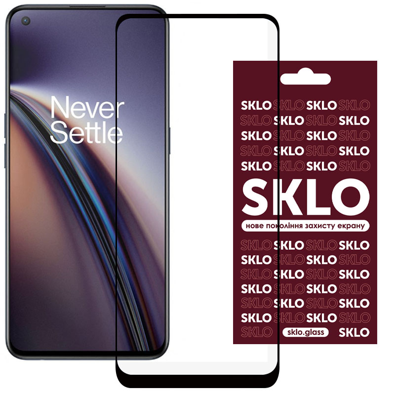 Захисне скло SKLO 3D (full glue) для Oppo Reno 7 4G (Чорний)