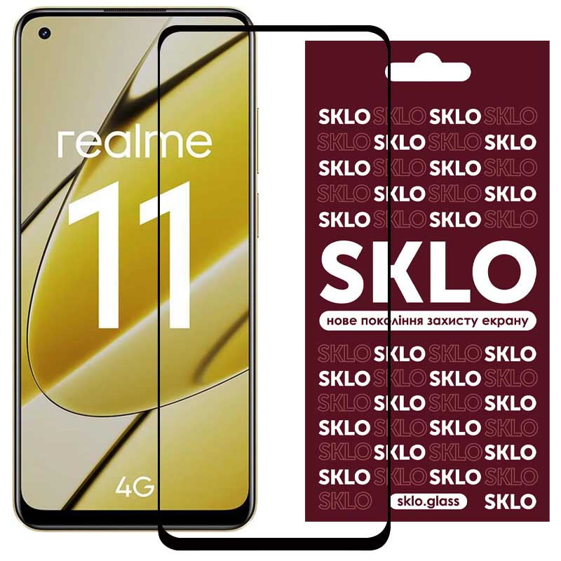 Защитное стекло SKLO 3D (full glue) для Realme 11 4G (Черный)