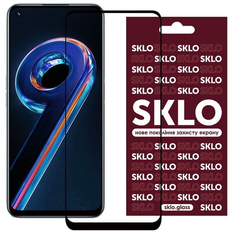 Защитное стекло SKLO 3D (full glue) для Realme 9 Pro (Черный)
