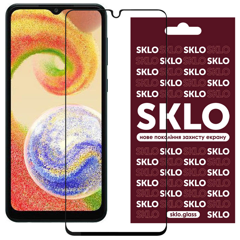 Захисне скло SKLO 3D (full glue) для Samsung Galaxy A04 (Чорний)