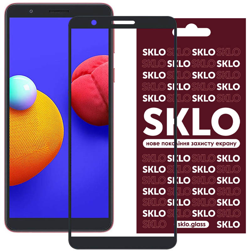 Защитное стекло SKLO 3D (full glue) для Samsung Galaxy M01 Core / A01 Core (Черный)