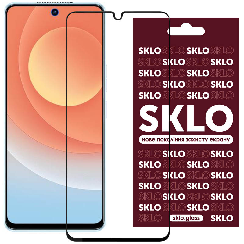 Защитное стекло SKLO 3D (full glue) для TECNO Camon 19 Neo (CH6i) (Черный)