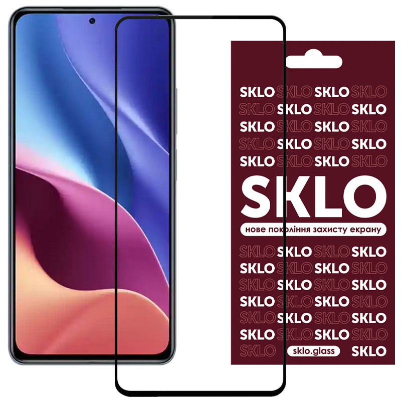 Защитное стекло SKLO 3D (full glue) для Xiaomi Poco X4 Pro 5G (Черный)