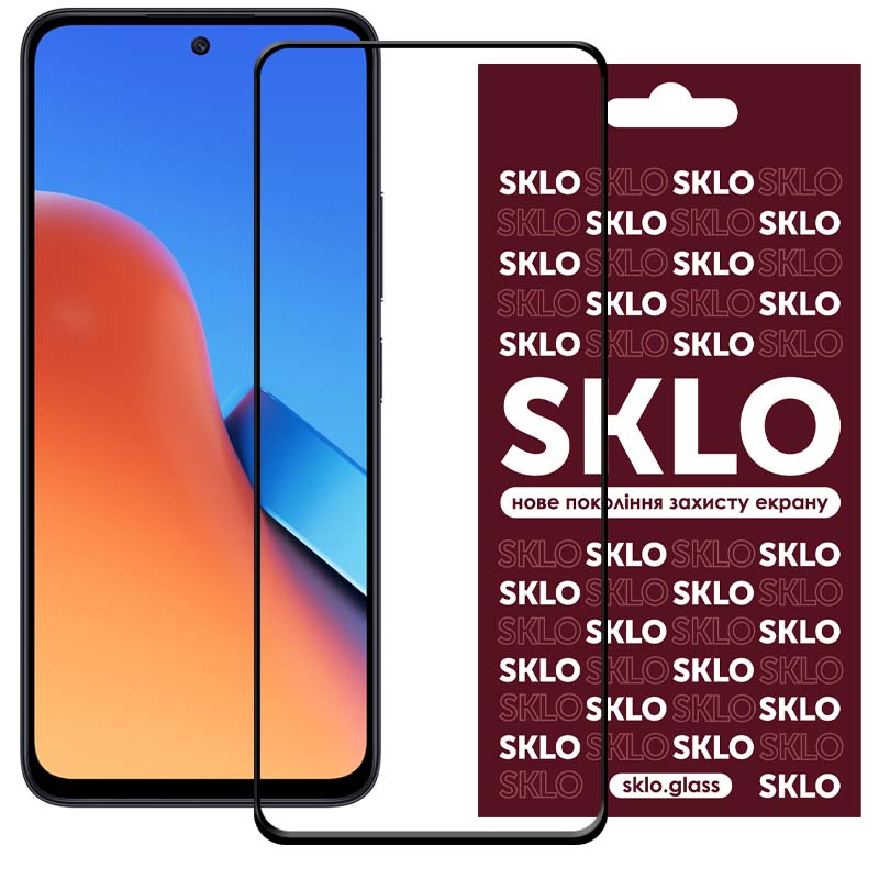Защитное стекло SKLO 3D (full glue) для Xiaomi Redmi 12 / Poco M6 Pro (Черный)