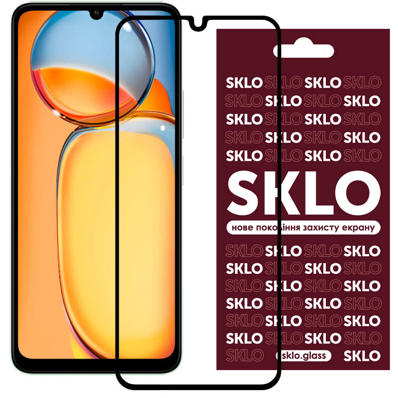 Защитное стекло SKLO 3D (full glue) для Xiaomi Redmi 13C / Poco C65 (Черный)