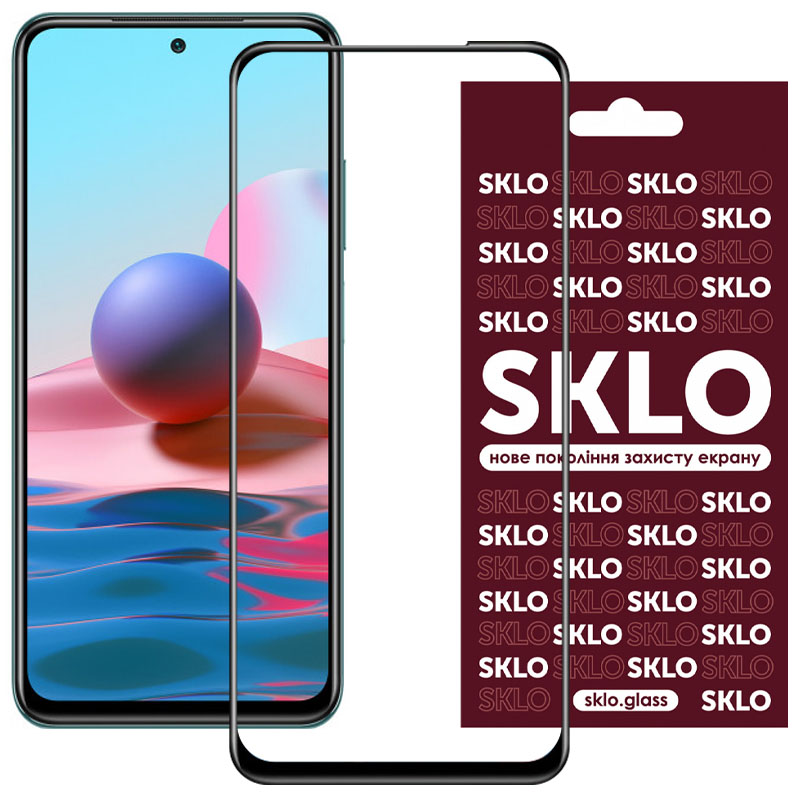 Защитное стекло SKLO 3D (full glue) для Xiaomi Redmi Note 10 / Note 10s / Poco M5s (Черный)